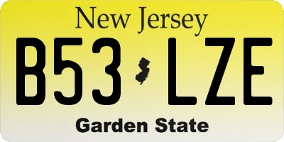 NJ license plate B53LZE