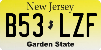 NJ license plate B53LZF