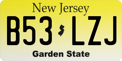 NJ license plate B53LZJ