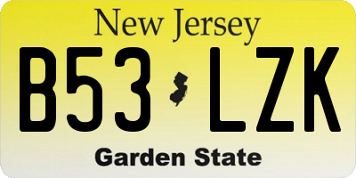 NJ license plate B53LZK