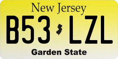 NJ license plate B53LZL