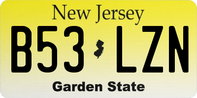 NJ license plate B53LZN