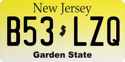 NJ license plate B53LZQ