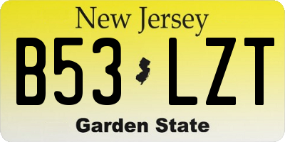 NJ license plate B53LZT