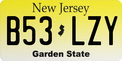 NJ license plate B53LZY