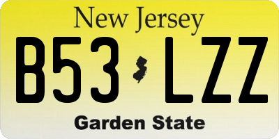 NJ license plate B53LZZ