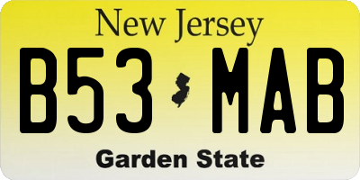 NJ license plate B53MAB