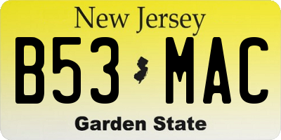 NJ license plate B53MAC