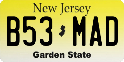 NJ license plate B53MAD