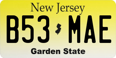 NJ license plate B53MAE