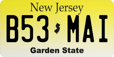 NJ license plate B53MAI