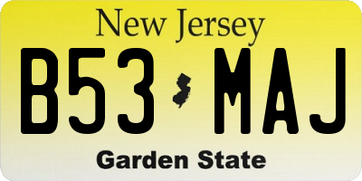 NJ license plate B53MAJ