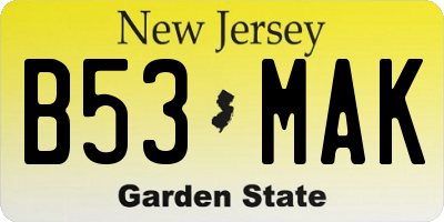 NJ license plate B53MAK