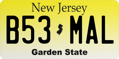 NJ license plate B53MAL