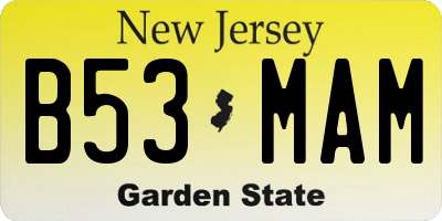 NJ license plate B53MAM