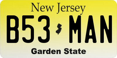 NJ license plate B53MAN