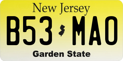 NJ license plate B53MAO