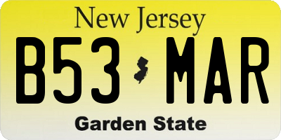 NJ license plate B53MAR