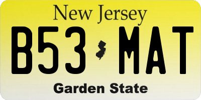 NJ license plate B53MAT