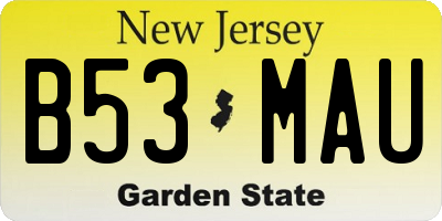 NJ license plate B53MAU