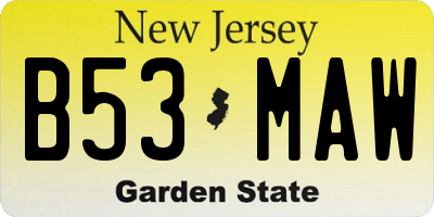 NJ license plate B53MAW