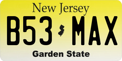 NJ license plate B53MAX
