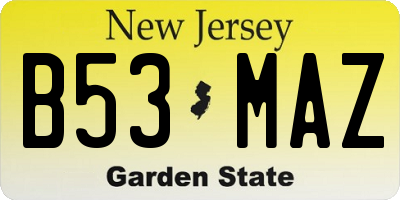 NJ license plate B53MAZ