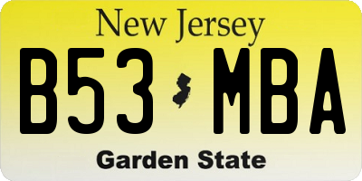 NJ license plate B53MBA