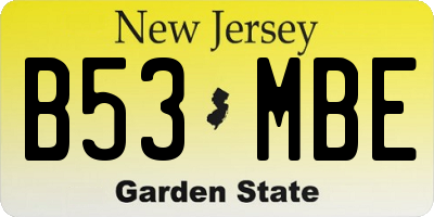 NJ license plate B53MBE