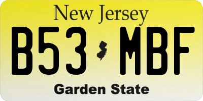 NJ license plate B53MBF
