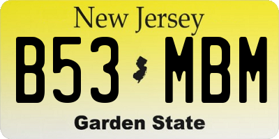 NJ license plate B53MBM