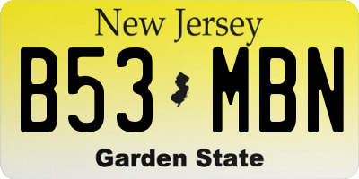 NJ license plate B53MBN