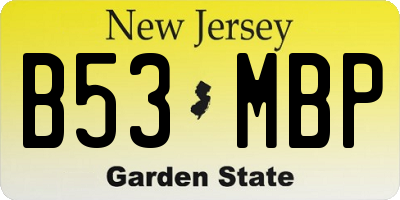 NJ license plate B53MBP