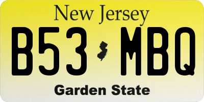 NJ license plate B53MBQ