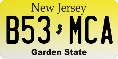 NJ license plate B53MCA