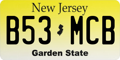 NJ license plate B53MCB