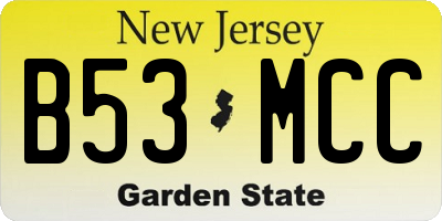 NJ license plate B53MCC