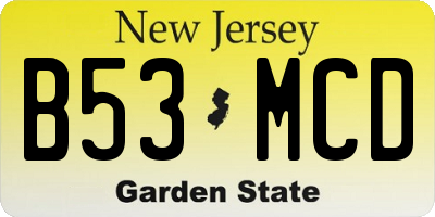 NJ license plate B53MCD