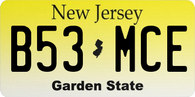 NJ license plate B53MCE