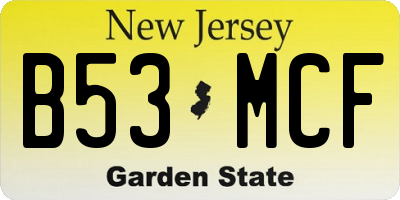 NJ license plate B53MCF