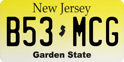 NJ license plate B53MCG