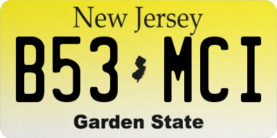NJ license plate B53MCI