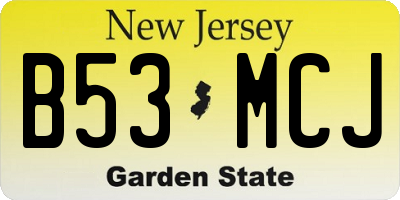 NJ license plate B53MCJ