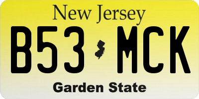 NJ license plate B53MCK