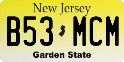 NJ license plate B53MCM
