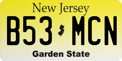 NJ license plate B53MCN