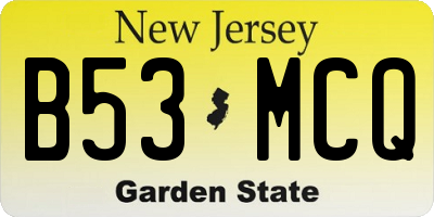 NJ license plate B53MCQ