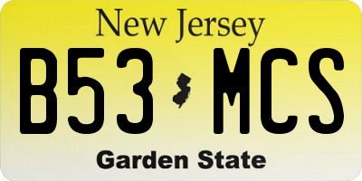 NJ license plate B53MCS