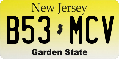 NJ license plate B53MCV