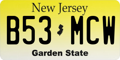 NJ license plate B53MCW